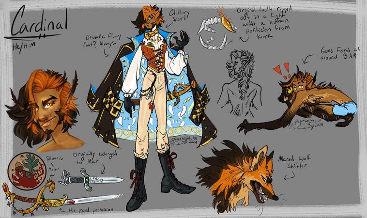 Unlined (See sketches tab for price breakdown), Two colored fullbodies, two colored headshots, design fee, 85 USD