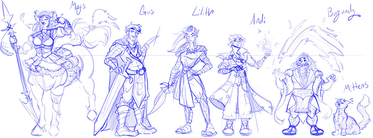 five uncolored fullbodies and a small animal companion 103USD