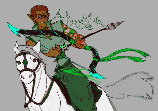 colored halfbody with large animal companion 19USD