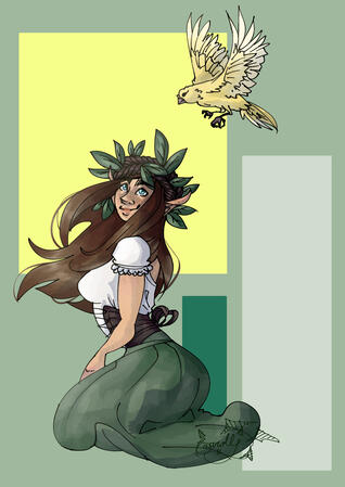 rendered fullbody with a small animal companion 45USD