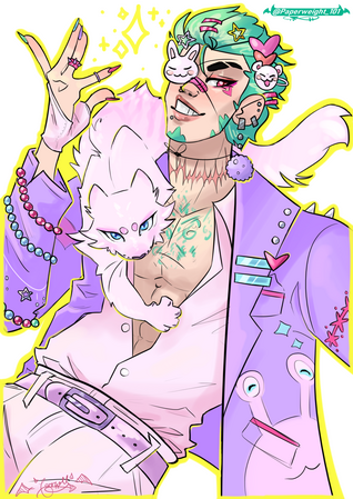 rendered halfbody with small animal companion 30USD