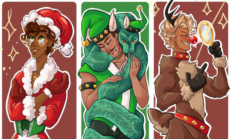 three rendered halfbodies and a small animal companion 80USD